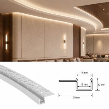 ليد بروفايل الومنيوم مرن غاطس مقاس 1.5سم وعمق 1.3سم