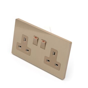 Noorco Plus Double 13A Socket with Steel Barzen Switch