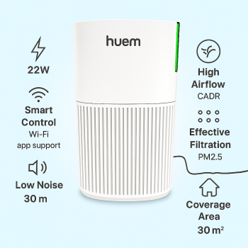 Hume -Air purifier 30 -meter air - Wi -Fi - White