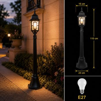 Garden Pole 1 meter black E27