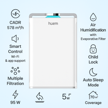 Hume -Air purifier 70 square meters - Wi -Fi - White