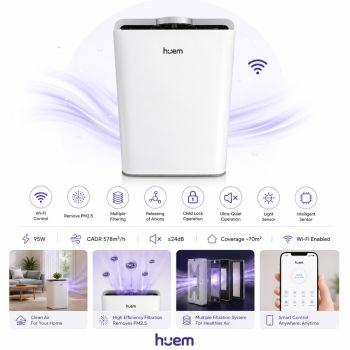 Hume -Air purifier 70 square meters - Wi -Fi - White