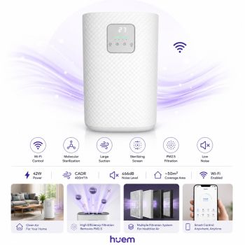 Hume -Air purifier 50 -meter air - Wi -Fi - White