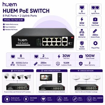 هيوم بي او أي سويتش IP 8+2 port