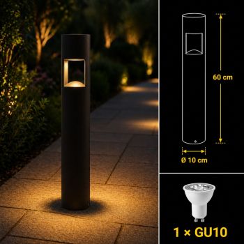 عامود حديقة ارتفاع 60 سم بدون لمبة قاعدة GU10