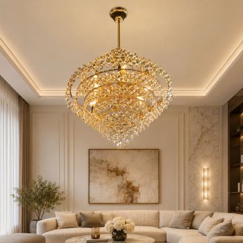 55 cm Gold Crystal Neo-Classic Chandelier – G9 Bulb Base
