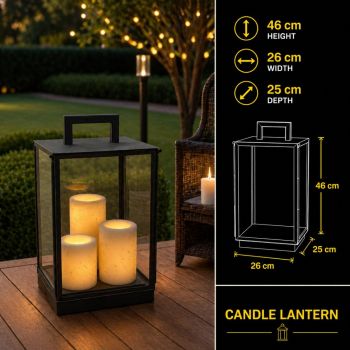 صندوق اضاءة  شموع ديكورية خارجي أسود