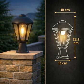 فانوس سور أسود زجاج شفاف كلاسيك E27 فومجالي - ايطالي