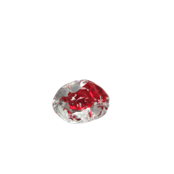 Red and transparent glass, 3 cm in size, for hanging from the ceiling