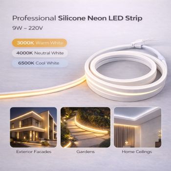 شريط ليد نيون فليكس خارجي مرن بقوة 9واط سيلكون