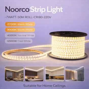 انارة شريطية نووركو لفة 50 متر بقوة 7 واط ووضوح لون 80