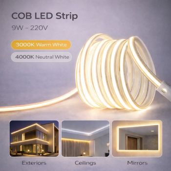 انارة شريطية 9 واط 220 فولت قابل للقص كل 10 سم 