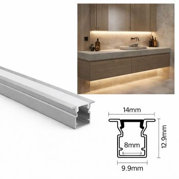 مجرى ألمنيوم بروفايل بشفة 1.4 سم × وعمق 1.29 سم