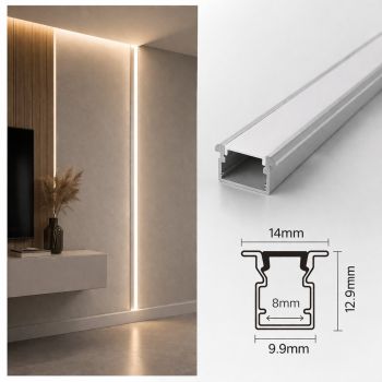 مجرى ألمنيوم بروفايل بشفة 1.4 سم × وعمق 1.29 سم