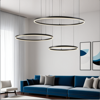 Modern Chandelier with 3 Rings