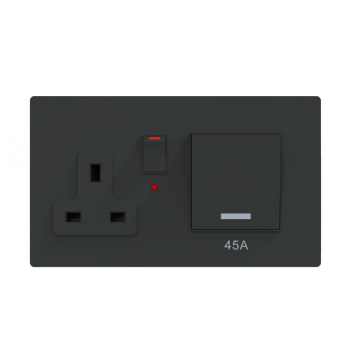 Noorco Plus 45A Air Conditioner Switch+ 13A Black Socket