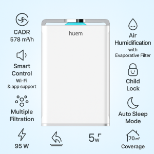 Hume -Air purifier 70 square meters - Wi -Fi - White