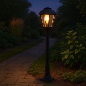 عمود انارة  أسود زجاج شفاف كلاسيك E27 فومجالي - ايطالي