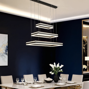 Modern chandelier with 3 rectangular rings