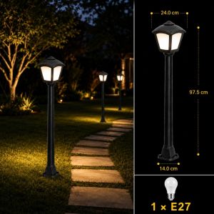 External Modern Black Column 97cm - E27 Fumagalli - Italian