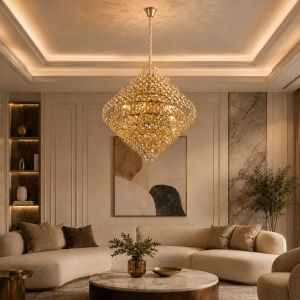 ثريا نيوكلاسيك ذهبي كرستال مقاس 55 سم G9
