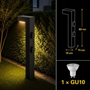 عامود حديقة 60 سم أسود بدون لمبة - GX53 مع 2 أفياش 13 أمبير