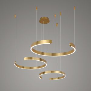 Modern chandelier with 3 rings, copper gold color