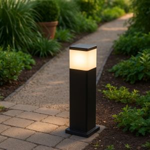 عمود حديقة مودرن  أسود 50سم زجاج أوبال E27 فومجالي - ايطالي