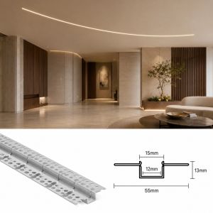 Flexible aluminum LED profile, recessed
