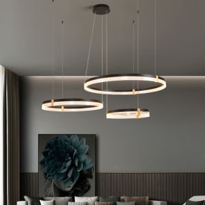 Modern Black Chandelier with 3 Rings
