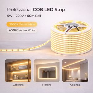 High-Density COB LED Strip Light – 220V – 5W – 50m Roll