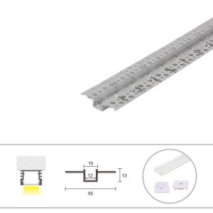 Flexible aluminum LED profile, recessed
