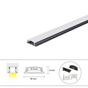 Black aluminum duct with cover  1.68 cm deep