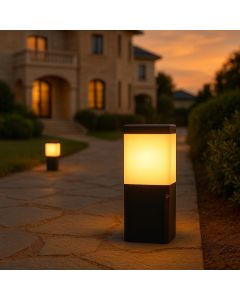 عمود حديقة مودرن  أسود 25سم زجاج أوبال E27 فومجالي - ايطالي