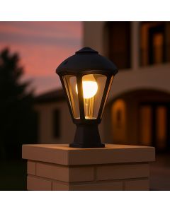 Black wall lantern with clear glass, classic style