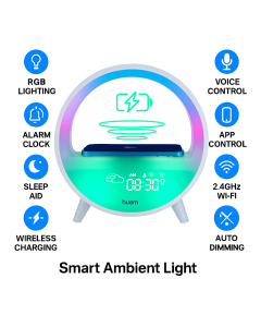 اباجورة ذكية بمنبه وشاحن لاسلكي وتحكم ذكي