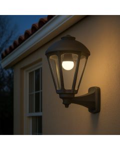 فانوس جداري أسود زجاج شفاف كلاسيك لمبة E27 فومجالي - ايطالي