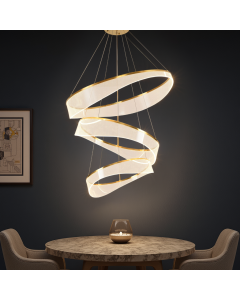 Modern triple-ring chandelier in a gold finish