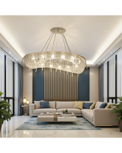 A neoclassical chandelier with a distinctive artistic design.