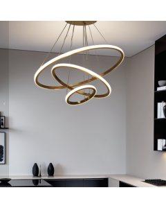 Modern Bronze Chandelier with 3 Rings