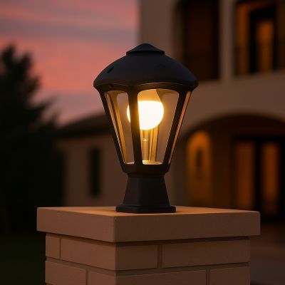 Black wall lantern with clear glass, classic style