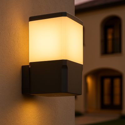 Modern Wall Lantern – Black, Opal Glass, E27 Base, Fumagalli