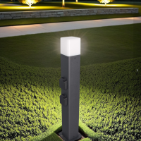 Garden Pole 50 cm Black Without Bulb - E27 with 2 Plugs 13 A
