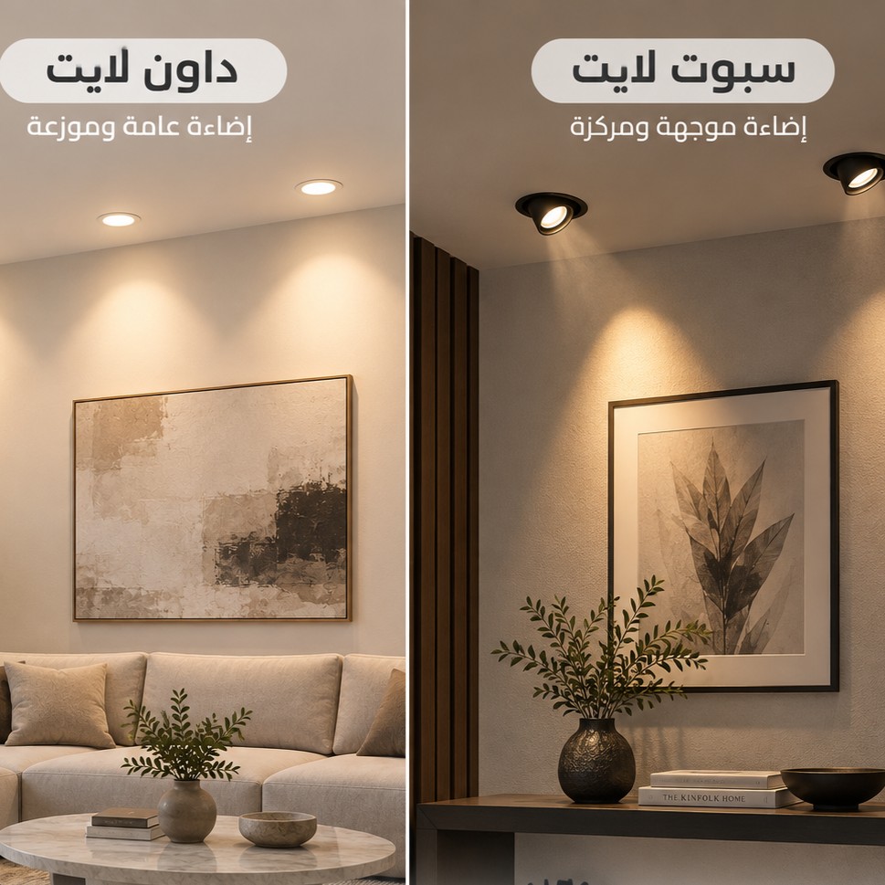 داون لايت أم سبوت لايت؟ ما الفرق وأيهما مناسب لمنزلك؟